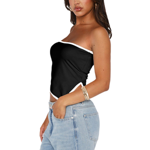 Top Corto sin Tirantes para el Verano, Estilo Casual y Sencillo para Vacaciones en la Playa, Top Tubo para Mujer, Estilo Urbano, Ajuste Moderno, OEM - Product Image 4