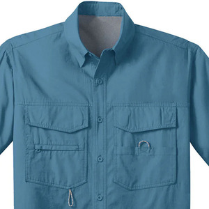 Camisas de pesca con cuello y botones personalizadas, camisas de manga larga de poliéster de secado rápido, protección UV, camisa de pesca para hombres - Product Image 3