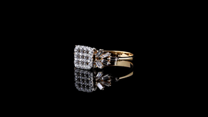 Luxury Vintage Square Cluster Lab <b>Diamond</b> <b>Ring</b> with Round Brilliant Cut Side Stones 14K Gold Wedding Gift - Product Image 3