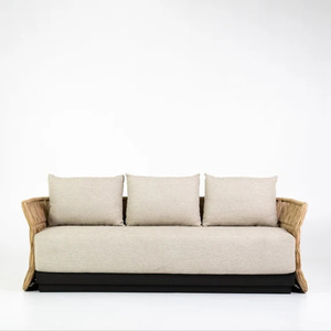 Canapé de jardin 3 places Inaya au design moderne, en aluminium et rotin tressé, écologique, résistant aux UV, avec coussins imperméables, non pliable - Product Image 4