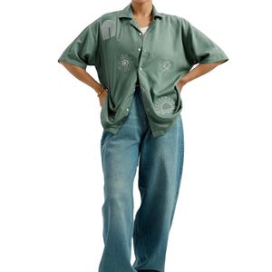 Venta al por mayor 100% camisas hawaianas de algodón logotipo personalizado botón abajo ropa de playa para Unisex estilo de verano de talla grande camisa de los hombres - Product Image 5