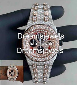 Montre Hip Hop de Luxe Personnalisable Entièrement Sertie de Pierres VVS en Acier Inoxydable, Cadran Rond Analogique, Verre Quartz 5mm, Style Antique - Product Image 2