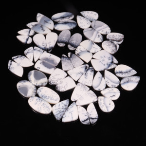 Par de cabujones de ópalo de dendrita Natural 100%, piedras preciosas sueltas para la fabricación de joyas, producto a granel hecho a mano, forma mixta, piedras preciosas de tamaño mixto - Product Image 1