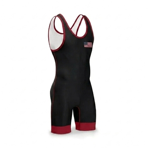 Custom American Flag Wrestling Singlets Design Athletic Bodysuits Slim Fit Pattern Wrestling Uniforms Leotard Classic Style - Product Image 1