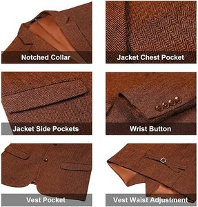 Latest Design 2026 3 Pcs Men Suit Pant Coat & Vest <b>Blazer</b> Dress Formal Wedding Tuxedo Suits <b>Sets</b> Slim Fit Men Suit Breathable - Product Image 3