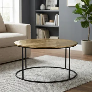 Table basse moderne en métal avec plateau en verre trempé, design minimaliste, meubles de salon - Product Image 4