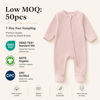 Combinaison de sommeil pour bébé en coton biologique, barboteuse à pieds avec impression personnalisée, pyjama à fermeture éclair bidirectionnelle pour bébé, vêtements de nuit pour nouveau-né