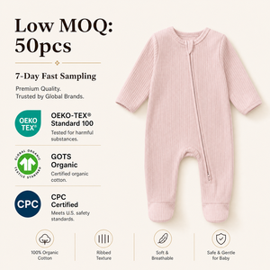 Tutina per Neonati in Cotone Biologico, Pagliaccetto con Cerniera Bidirezionale, Stampa Personalizzata, <span class=keywords><strong>Abbigliamento</strong></span> per Neonati - Product Image 1