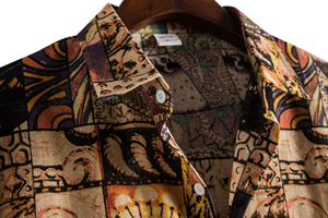 Chemises hawaïennes d'été pour hommes, imprimé feuilles de fruits tropicaux, manches courtes, coupe décontractée, 100% polyester, pour la plage, les vacances et le quotidien - Product Image 3