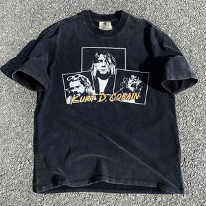 T-shirt imprimé Cobain Punk Band pour homme, style streetwear vintage, 100% coton lavé, design rétro grunge - Product Image 4