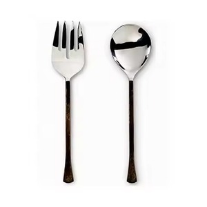 Table <b>Serving</b> Metal Salad Server Set Stainless Steel Salad <b>Serving</b> <b>Spoon</b> Fork Kitchen Dining Table Use - Product Image 1