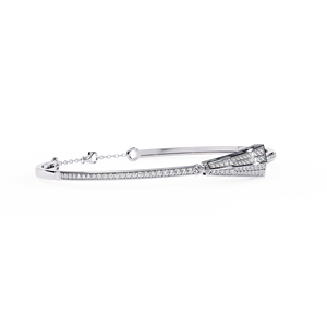 Bracelet en diamant de culture en forme de flèche en or blanc 10k 14k |   Bracelet géométrique serti de diamants |   Vêtements minimalistes pour femmes au quotidien - Product Image 2