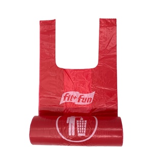 Bolsas de camiseta de polietileno LDPE reciclables de alta calidad 2025 en rollo con asas de chaleco Embalaje de compras de plástico impreso personalizado - Product Image 1