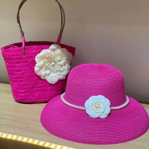 Bolso de mano de paja vintage para mujer, moda de verano, con cadenas de perlas, forro de algodón, cremallera, bordado, lazo, plumas y borlas, para playa y picnic - Product Image 1