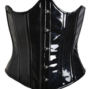 Robe corset sans bretelles en cuir PU noir avec boucles et fermeture éclair sur le devant, tenue de club moulante pour adultes - Product Image 5