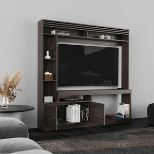 Meuble TV autoportant Dante 71 Large avec bibliothèque à 8 étagères pour bureau à domicile ou salon, idéal pour l'utilisation multimédia - Product Image 5