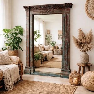 Contemporary Floor <b>Mirror</b> for Modern Homes Handcrafted Distressed Detailing with Sophisticated Bohemian Charm - Product Image 1
