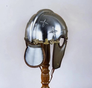 Casco de Caballería Medieval Plateado, Casco de Combate con Cresta, Armadura Metálica, Disfraz de Reenactamiento, Coleccionable - Product Image 3