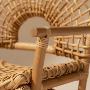 Sillón de Bambú Tejido a Mano con Ratán Natural, Ecológico, Moderno, Respaldo Sólido, 1 Año de Garantía, para Sala de Estar, Patio, Cafetería - Product Image 4