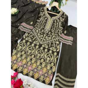 Beau haut brodé pour femmes et ensemble Dupatta pour les fêtes - Product Image 1