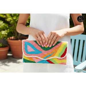 Pochette de soirée élégante faite à la main avec perles pour femme, sac de créateur orné de perles pour mariage et fête, style ethnique de luxe - Product Image 6