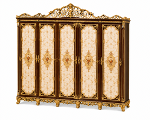 Stylish Wooden Carved Rococo Bedroom Furniture Set Teak Wood Bedroom Furniture Set with Bed, <b>Wardrobe</b>, Dresser & Nightstands USA - Product Image 5