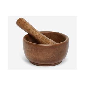 Mortero y Pilón de Madera Maciza Ecológicos Hechos a Mano, Triturador Manual para Especias y Hierbas, Juego de 3 Piezas de Utensilios para Hierbas y Especias - Product Image 1