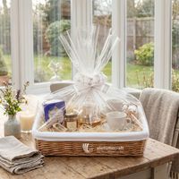 Panier cadeau rectangulaire en osier, panier de service de luxe en osier avec doublure en tissu blanc amovible pour cadeaux de Noël et kits de spa