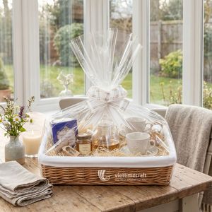 Cesta de Regalo Rectangular de Mimbre, Cesta de Mimbre de Lujo con Forro de Tela Blanca Extraíble para Regalos de Navidad y Kits de Spa - Product Image 4