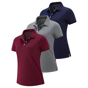 <b>Women's</b> Solid Color Short Sleeve <b>Polo</b> Shirt 100% Polyester Quick Dry Casual Knitted <b>Top</b> - Product Image 1
