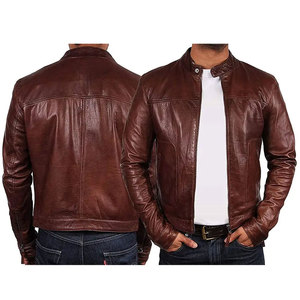 Men's Premium Quality Genuine Leather Outerwear Custom Fashion Casual <b>Jacket</b> Classic Street Style <b>Zipper</b> Closure Leather <b>Jacket</b> - Product Image 2