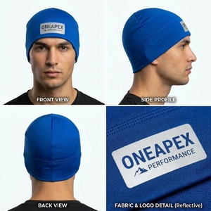 Men's <b>Blue</b> <b>Beanie</b> Hat Knit Cuffed Winter Cap Unisex Streetwear Skull Cap Custom Logo Wholesale Fashion Accessory - Product Image 4