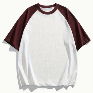 Camisetas de manga raglán de gran tamaño con diseño de béisbol deportivo de algodón informal para hombre con logotipo personalizado al por mayor, cuello redondo, logotipo personalizable sólido - Product Image 2