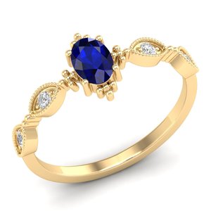 Anillo Solitario REYES Personalizado con Zafiro Azul de Corte Ovalado de 0.5Ct en Oro Sólido de 14K, Joyería con Moissanita Certificada por GRA - Product Image 6