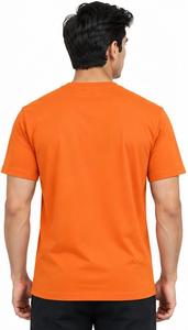 T-shirt Homme Orange à Manches Courtes Col Rond Coupe Droite Décontracté Couleur Unie 100% Coton Jersey Tricoté Design Uni Respirant à l'Avant - Product Image 4