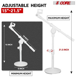 5 Core Mic <b>Stand</b> Adjustable 21.5" Desktop Boom <b>Microphone</b> <b>Stands</b> Round Base Pedestal Para Microfono - Product Image 2