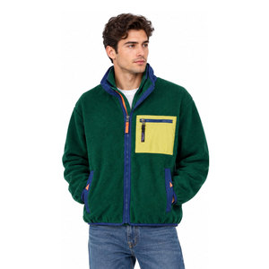<b>Men's</b> Green Fleece <b>Jacket</b> Stand Collar Zipper Casual Windproof Autumn Wear Regular Fit Polyester Material <b>Sherpa</b> Fleece <b>Jackets</b> - Product Image 2