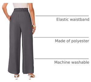 Pantalones Palazzo de Cintura Alta con Lazo para Mujer, Pierna Ancha, Corte Holgado, Elegantes, Casuales, para Oficina, Largos, Cómodos y a la Moda - Product Image 5