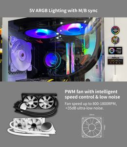 Enfriador Líquido para CPU Kingsman KA-R240 Negro ARGB, Sistema de Refrigeración por Agua AIO de 240 mm con Doble Ventilador para Intel y AMD - Product Image 4