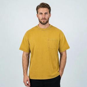 Wholesale Streetwear Oversized Drop Shoulder Acid Wash Solid Knitted T-<b>Shirt</b> <b>Men</b> Heavy Vintage Custom Logo OEM 100% Cotton Quick - Product Image 5