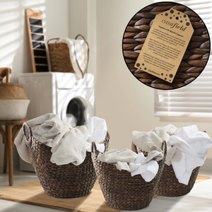 Artex HaiNam Natural Water Hyacinth Storage <b>Baskets</b> <b>With</b> <b>Handles</b> Bowl Shape Multi Purpose Rustic Style Organizers For Neatening - Product Image 4
