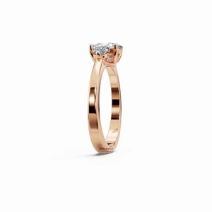 Anillo de Boda de Lujo con Tres Diamantes Ovalados Cultivados en Laboratorio, Certificados por IGI, con Baño de Rodio en Oro de 10K, 14K, 18K, Plata 925 y 935 - Product Image 3