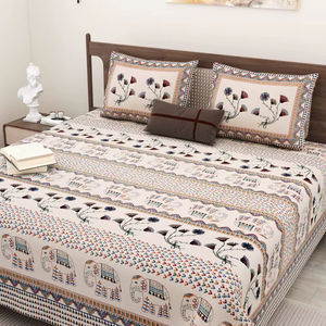 Parures de lit en coton imprimé avec 2 taies d'oreiller, drap-housse et drap plat en coton imprimé floral taille King Size, vente en gros de draps de lit - Product Image 1