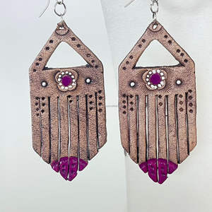 Fashion Jewelry Wholesale Hand Tooled Leather <b>Long</b> Drop <b>Earrings</b> Genuine Leather Cute Trendy <b>Earring</b> <b>for</b> <b>Women's</b> Western Jewelry - Product Image 3