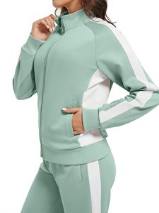 Chándal Deportivo Personalizado de Alta Calidad para Mujer, con Cierre, Rayas, Resistente al Viento y Transpirable, OEM - Product Image 4