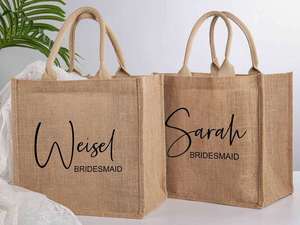 Sacs fourre-tout en jute et coton en gros avec sacs de transport réutilisables pour le shopping, l'emballage de cadeaux, les événements, les festivals et un style de vie durable - Product Image 5