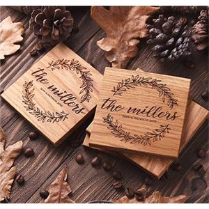 Custom Logo Personalized Square <b>Pine</b> Wood Coasters Handmade Natural Wooden Drink Coaster Mat for Home Decor <b>Table</b> Gift Set Bulk - Product Image 2