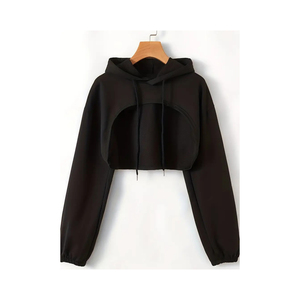 Ventes directes d'usine, sweats à capuche unisexes personnalisés pour femmes, sweat à capuche court pour l'entraînement, sweat à capuche pull-over - Product Image 4