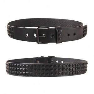 Cinturón Clásico Vintage de Cuero PU Negro Estilo Punk para Mujer, Cinturones Vaqueros con Remaches Cuadrados en Forma de Estrella para Hombre y Mujer - Product Image 4