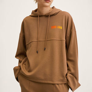 Conjunto de Sudadera con Capucha de Algodón Grueso Personalizado para Mujer y Pantalones Jogger Apilados, Transpirable, Sudaderas con Capucha para Mujer - Product Image 1